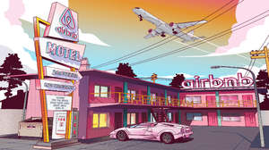 Motel Airbnb Hot Tub Planes Comic Art Trees Clouds Lamborghini Car 3840x2160 Wallpaper
