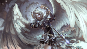 Fantasy Angel Warrior 3000x1753 Wallpaper