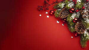 Christmas Christmas Ornaments Red Background Simple Background Minimalism 3840x2160 Wallpaper