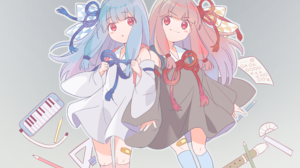 Anime Anime Girls Voiceroid Kotonoha Aoi Kotonoha Akane Twins Pink Eyes Long Hair Blue Hair Pink Hai 3840x2160 Wallpaper