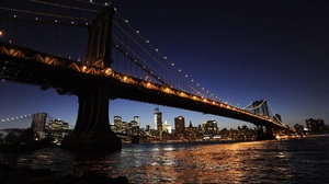 Manhattan Manhattan Bridge River Night Water Bridge Lights City City Lights 1920x1277 Wallpaper