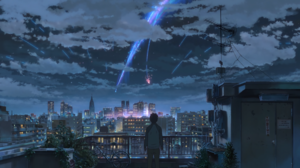 Night Anime Tachibana Taki Anime Boys Building Cloud Mass City Blue Kimi No Na Wa Sky 7680x4320 Wallpaper