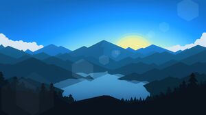 Sunrise Sky Cloud Forest Mountain Lake Minimalist 3840x2160 Wallpaper