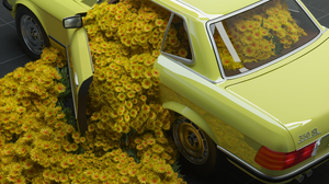 Digital Art Digital Artwork Car Vehicle Flowers Plants Yellow Flowers Mercedes Benz Mercedes Benz 30 3800x2160 Wallpaper
