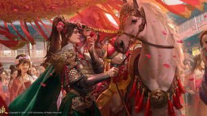Video Game Characters Three Kingdoms Artwork Horse Video Games Animals Rose Petals 2874x1407 Wallpaper