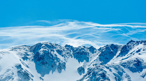 Sky Snow Snowy Peak Clouds Mountains 7952x3128 Wallpaper