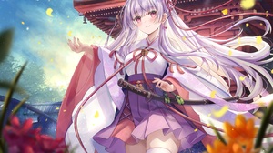 Anime Anime Girls Skirt Long Hair Looking At Viewer Smiling Purple Hair Purple Eyes Standing Waterma 1684x1191 Wallpaper