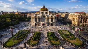 Mexico Mexico City Building Park People Town Square Sky Clouds Street Trees Hedges Architecture 3840x2160 Wallpaper