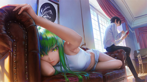 Namako Mikan Code Geass C C Code Geass Lelouch Vi Britannia Anime Girls Anime Boys Women Green Hair  2462x1321 Wallpaper