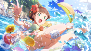 Love Live Love Live Super Star School Idol Anime Anime Girls Fruit Drink Water Stars Clouds Sky Feet 4096x2520 Wallpaper