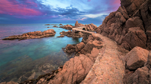 Coast Ocean Sea Sky Sunset Path Horizon 2560x1605 Wallpaper