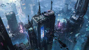 4K Ultrawide Cyberpunk City Futuristic Cityscape Building Skyscraper 3840x1750 Wallpaper