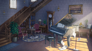 Indoors Grand Piano Piano Musical Instrument Stairs Paper 5000x2813 Wallpaper
