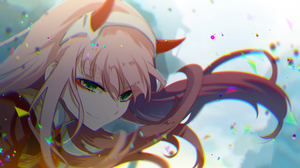 Zero Two Darling In The FranXX Darling In The FranXX Smiling Anime Girls Long Hair Looking At Viewer 2400x1350 Wallpaper