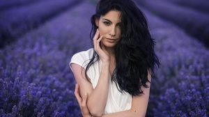 Black Hair Depth Of Field Girl Lavender Model Woman 2048x1367 Wallpaper