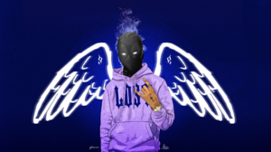 Hip Hop Music Gangster Wings Mask Balaclava Illustration Artwork Digital Art Graphic Design Blue Bac 2535x1379 Wallpaper