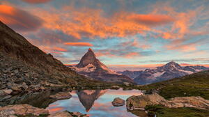 Cloud Matterhorn Mountain Reflection Sky 2048x1367 Wallpaper