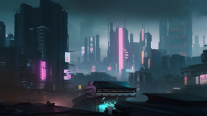 Ai Art Cyberpunk City Cityscape Night Neon Futuristic 2912x1632 Wallpaper
