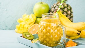 Apple Juice Pineapple Banana Fruit 5585x3723 Wallpaper