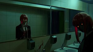 Chainsaw Man Makima Chainsaw Man Mirror Horror Bathroom Looking At Viewer Readhead Anime Girls Refle 3748x2814 Wallpaper