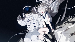 Anime Girls Artwork White Hair Space 1448x2048 Wallpaper