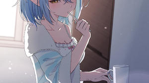 Anime Anime Girls Digital Art Artwork 2D Pixiv Looking At Viewer Blue Hair Portrait Portrait Display 2894x4093 Wallpaper