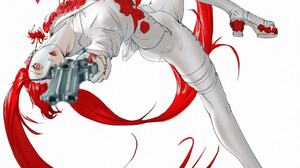 William X A Drawing Women Red Revolver Petals Simple Background Digital Art Redhead Gun Braids Looki 1920x2041 Wallpaper