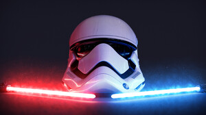Star Wars Stormtrooper Lightsaber Ultrawide Artwork Digital Art CGi ArtStation Helmet 3840x1827 Wallpaper