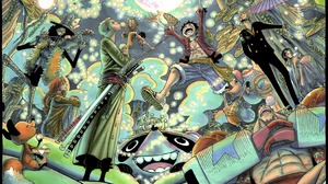 One Piece Monkey D Luffy Zorro Sanji Nami Brook Illustration Eiichiro Oda Franky Usopp Tony Tony Cho 3150x2244 wallpaper