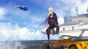 Anime Girls Anime Missile Jet Fighter Heterochromia Blonde 7428x3192 Wallpaper