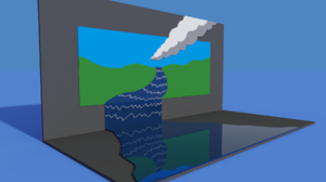 Landscape Horizon River Voxels MagicaVoxel Water Simple Background CGi Minimalism 1800x1200 Wallpaper