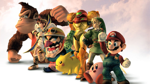 Donkey Kong Wario Pikachu Kirby Mario Link Samus Aran Nintendo Super Smash Bros 3500x2900 Wallpaper