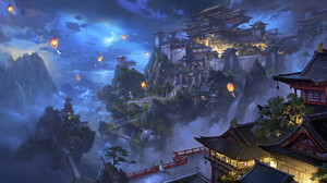 Digital Art Fantasy Art Ling Xiang Landscape Fantasy City Castle Asian Architecture 1920x925 wallpaper