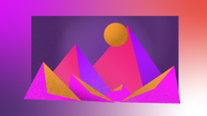 Mountain Top Sunlight Sun Purple Vector Yellow Pink Minimalism 12038x6309 wallpaper