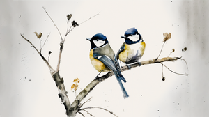 Ai Art Illustration Birds Watercolor Style White Background Simple Background Minimalism Animals Bra 3640x2048 Wallpaper