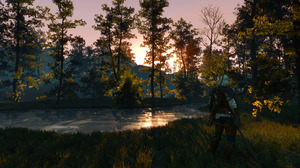 Andrzej Sapkowski Sword Trees Nature River Forest Dawn Lake The Witcher 3 Wild Hunt Video Games Whit 4268x2402 Wallpaper