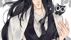 Anime Boys Manga Portrait Display Long Hair Closed Eyes Chinese Animals Black Hair Suit And Tie Mini 14440x24000 Wallpaper