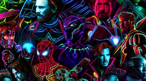 Marvel Comics Marvel Cinematic Universe Portrait Portrait Display Neon Avengers Infinity War Superhe 950x1900 Wallpaper