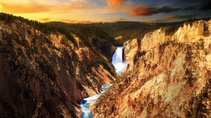 Earth Waterfall Forest Sky Cloud Nature Yellowstone Sunset Water 2560x1600 wallpaper
