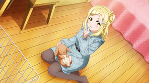 Ohara Mari Love Live Sunshine Love Live Anime Anime Girls Hush Gesture Rabbits Animals 3600x1800 Wallpaper