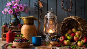 Flower Berry Basket Apple Mug Lantern 5184x3456 Wallpaper
