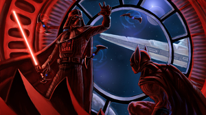 Darth Vader Batman Star Wars DC Comics Lightsaber Artwork Crossover Star Destroyer Sith 5120x2880 Wallpaper