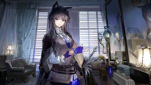 Anime Girls Arknights Animal Ears Texas Arknights Wolf Girls Wolf Tail Looking At Viewer Gloves Fing 4096x2773 Wallpaper