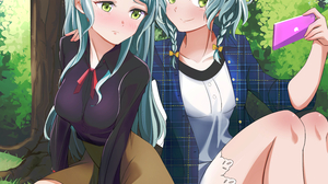 Anime Anime Girls BanG Dream Hikawa Hina Hikawa Sayo Long Hair Short Hair Green Hair Twins Artwork D 3000x4000 Wallpaper