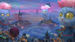 3 LY Studio Digital Art Fantasy Art Landscape Cityscape Fantasy City Cats Coast Water Yarn 1900x841 Wallpaper
