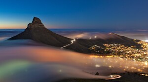 Nature Landscape Mountains Evening Mist National Geographic Cityscape City Lights Cape Town South Af 1600x1200 Wallpaper