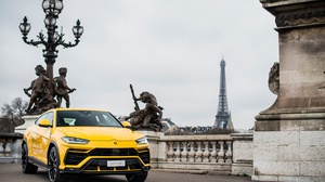 Car Eiffel Tower Lamborghini Luxury Car Suv Yellow Car 4096x2734 Wallpaper