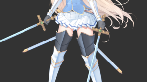 Anime Anime Girls Original Characters Solo Artwork Digital Art Fan Art Armor Sword Black Background 1254x1771 Wallpaper