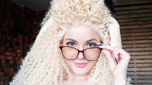 Women Model Curly Hair Blonde Pink Lipstick Brown Eyes Vertical Portrait Display Women With Glasses  1715x2160 Wallpaper