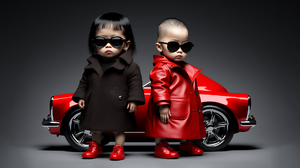 Ai Art Fashion Children Sports Car Sunglasses Red Simple Background Baby Minimalism 1920x1080 Wallpaper